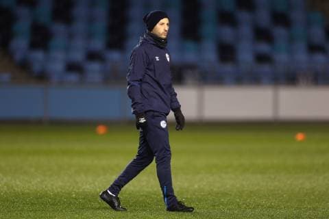 11 03 2019 Football season 2018 2019 Champions League Press conference and final training of FC Schalke 04 in Manchester England Head coach Domenico TEDESCO FC Schalke 04 Manchester Airport England