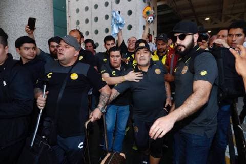 March 11 2019 EUM20190311DEP012 JPG MEXICO CITY SoccerFutbol Diego Maradona The coach of the Dorados of Sinaloa Diego Armando Maradona after eating at a restaurant in Terminal 2 of the AICM goes to the bus that will transport him. to the hotel where they will concentrate for their match this Tuesday against the Pumas of the UNAM in the University Olympic Stadium quarterfinals duel MX Cup Photo Agency EL UNIVERSALYadin XolalpaRCC Latin News March 11 2019  - ZUMAu78_ 20190311_zaf_u78_084 Copyright: xElxUniversalx