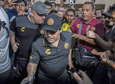 March 11 2019 EUM20190311DEP14 JPG MEXICO CITY Soccer Soccer Diego Maradona March 11, 2019 Diego Armando Maradona technical director of the Dorados de Sinaloa team accompanied by their players on arrival at the Airport in the City of Sinaloa. Mexico facing the meeting that will be held this Wednesday with the Pumas of the UNAM at the University Olympic Stadium corresponding to quarterfinals of the MX Cup Photo Agency THE UNIVERSAL Yadin Xolalpa RCC Latin News March 11 2019  - ZUMAu78_ 20190311_zaf_u78_088 Copyright: xYadinxXolalpax