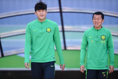 Players of China s Beijing Guoan F.C. take part in a training session before the group G match against Japan s Urawa Red Diamonds F.C. during the 2019 AFC Champions League in Beijing, China, 12 March 2019. Beijing Guoan in full swing for group match in 2019 AFC Champions  20190312_605480