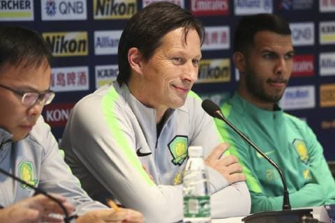 BEIJING, CHINA - MARCH 12: Head coach Roger Schmidt of Beijing Guoan attends a press conference PK Pressekonferenz ahead of the 2019 AFC Champions League Group G match between Beijing Guoan and Urawa Red Diamonds on March 12, 2019 in Beijing, China.  Copyright: xVCGx CFP111199886706 