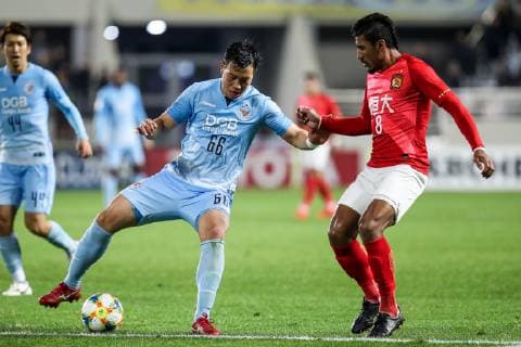 DAEGU, SOUTH KOREA - MARCH 12: Park Byung-hyun 66 of Daegu and Paulinho 8 of Guangzhou Evergrande compete for the ball during the AFC Champions League Group F match between Daegu and Guangzhou Evergrande at Forest Arena on March 12, 2019 in Daegu, South Korea.  Copyright: xVCGx CFP111199910679 