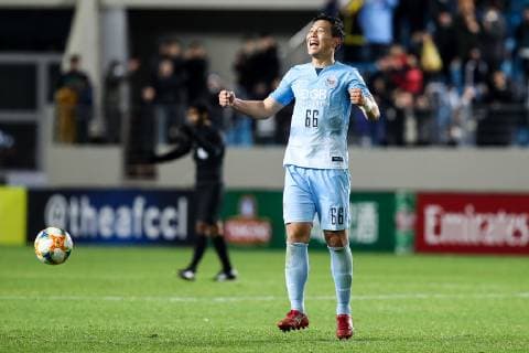 DAEGU, SOUTH KOREA - MARCH 12: Park Byung-hyun 66 of Daegu celebrates victory during the AFC Champions League Group F match between Daegu and Guangzhou Evergrande at Forest Arena on March 12, 2019 in Daegu, South Korea.  Copyright: xVCGx CFP111199913734 