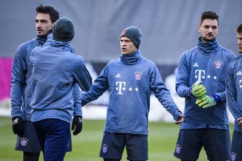 12 03 2019 xkvx Soccer UEFA Champions League FC Bayern Munich FC Liverpool Press conference and training emspor v l Joshua Kimmich FCB FC Bayern Munich DFL DFB REGULATIONS PROHIBIT ANY USE OF PHOTOGRAPHS as IMAGE SEQUENCES and or QUASI VIDEO Munich