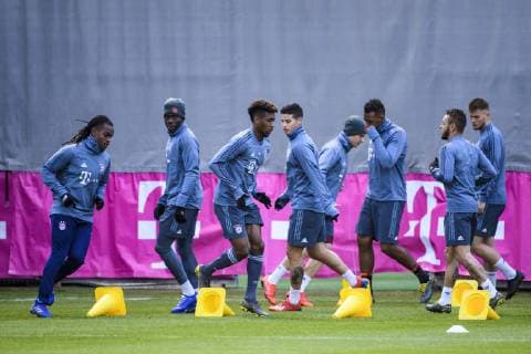 12 03 2019 xkvx Football UEFA Champions League FC Bayern Munich FC Liverpool Press conference and training emspor v l Renato Sanches FCB FC Bayern Munich Kingsley Coman FCB FC Bayern Munich James Rodriguez FCB FC Bayern Munich DFL DFB REGULATIONS PROHIBIT ANY USE OF PHOTOGRAPHS as IMAGE SEQUENCES and or QUASI VIDEO Munich