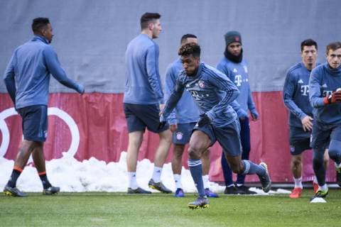 12 03 2019 xkvx Soccer UEFA Champions League FC Bayern Munich FC Liverpool Press conference and training emspor v l Kingsley Coman FCB FC Bayern Munich DFL DFB REGULATIONS PROHIBIT ANY USE OF PHOTOGRAPHS as IMAGE SEQUENCES and or QUASI VIDEO Munich
