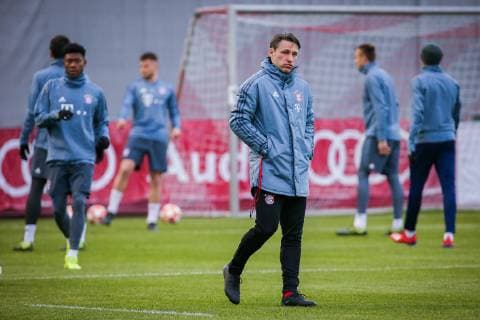 Coach Niko Kovac FC Bayern Muenchen dissatisfied and in the background David Alaba FC Bayern Muenchen GER Football UEFA Champions League final training FC Bayern Muenchen 12 03 2019 Muenchen Copyright: xTomxWellerx xEibner-Pressefotox EP_eer