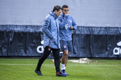 12 03 2019 xkvx Football UEFA Champions League FC Bayern Munich FC Liverpool Press conference and training emspor v l Coach Niko Kovac FCB FC Bayern Munich Thiago FCB FC Bayern Munich DFL DFB REGULATIONS PROHIBIT ANY USE OF PHOTOGRAPHS as IMAGE SEQUENCES and or QUASI VIDEO Munich