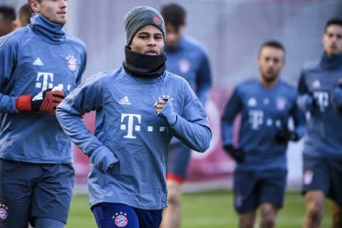 12 03 2019 xkvx Football UEFA Champions League FC Bayern Munich FC Liverpool Press conference and training emspor v l Serge Gnabry FCB FC Bayern Munich DFL DFB REGULATIONS PROHIBIT ANY USE OF PHOTOGRAPHS as IMAGE SEQUENCES and or QUASI VIDEO Munich