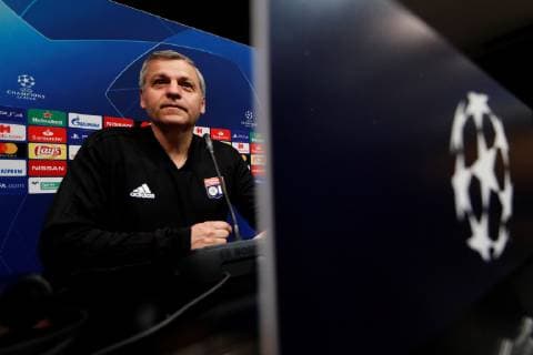 Olympique Lyon s head coach Bruno Genesio attends a press conference PK Pressekonferenz held at Camp Nou stadium in Barcelona, Spain, 12 March 2019. FC Barcelona Barca will face Olympique Lyon in the UEFA Champions League round of 16 second leg soccer match on 13 March 2019. Olympique Lyon press conference !ACHTUNG: NUR REDAKTIONELLE NUTZUNG!  Copyright: xAlejandroxGarciax GRAFCAT5602 20190312-636880126370164803