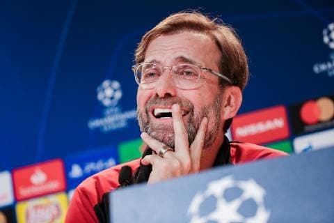 Coach Juergen Klopp FC Liverpool laughing at the press conference GER Football UEFA Champions League press conferences FC Liverpool 12 03 2019 Munich Copyright: xTomxWellerx xEibner-Pressefotox EP_eer