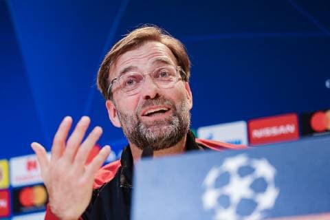 Coach Juergen Klopp FC Liverpool laughing at press conference gestures GER Football UEFA Champions League press conferences FC Liverpool 12 03 2019 Munich Copyright: xTomxWellerx xEibner-Pressefotox EP_eer
