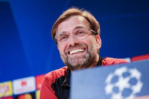 Coach Juergen Klopp FC Liverpool laughing at the press conference GER Football UEFA Champions League press conferences FC Liverpool 12 03 2019 Munich Copyright: xTomxWellerx xEibner-Pressefotox EP_eer