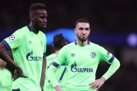 12 03 2019 Football Season 2018 2019 Champions League Round of 16 Manchester City FC Schalke 04 v l Salif Sane FC Schalke 04 Nabil BENTALEB FC Schalke 04 Manchester Etihad Stadium Germany