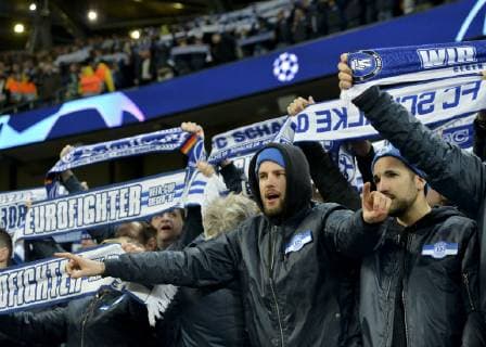 Manchester United Kingdom 12 03 2019 UEFA Champions League 2018 19 Season Round of 16 Second Leg Manchester City FC Schalke 04 FC Schalke 04 fans DeFodi056