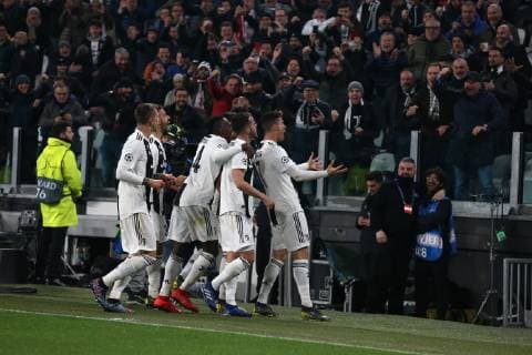 Cristiano Ronaldo of Juventus celebrates after scoring the second goal during the UEFA Champions League Round of 16 match at the Allianz Stadium, Turin, Italy. Picture date 12th March 2019. Picture credit should read: Jonathan Moscrop Sportimage EDITORIAL USE ONLY. No use with unauthorised audio, video, data, fixture lists, club league logos or live services. Online in-match use limited to 120 images, no video emulation. No use in betting, games or single club league player publications. YODA0068.JPG