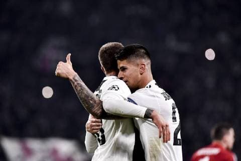 Photo LaPresse Marco Alpozzi March 12, 2019 Turin (Italy) soccer Juventus vs Atletico Madrid - Champions League Fourth Round - Stadio Allianz Stadium In the pic: Juventus Celebrate victory Joao Cancelo (Juventus F.C.);  Copyright: xMarcoxAlpozzi LaPresse LaPresse x
