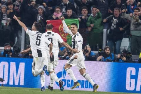 Cristiano Ronaldo dos Santos Aveiro (Juventus) celebrates after scoring his team s second goal during the Uefa Champions League Round of 16 - 2nd Leg match between Juventus 3-0 Atletico de Madrid at Allianz Stadium on March 12, 2019 in Torino , Italy. Noxthirdxpartyxsales  (99023174)