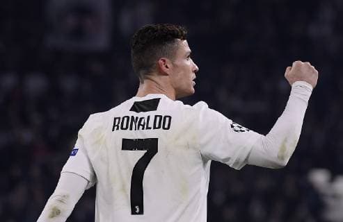(190313) -- TURIN, March 13, 2019 (Xinhua) -- Juventus s Cristiano Ronaldo celebrates after scoring during the UEFA Champions League round 16 second leg match between Juventus and Atletico Madrid in Turin, Italy, Mar.12, 2018. Juventus won 3-0. (Xinhua Alberto Lingria) (SP)ITALY-TURIN-SOCCER-UEFA CHAMPIONS LEAGUE-JUVENTUS VS ATLETICO MADRID 