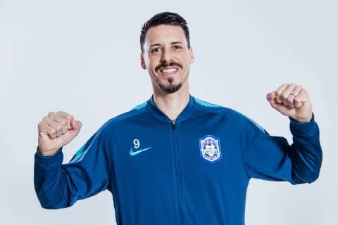**EXCLUSIVE**Portrait of German soccer player Sandro Wagner of Tianjin TEDA F.C. for the 2019 Chinese Football Association Super League, in Tianjin, China, 20 February 2019. Official portraits of Tianjin TEDA F.C. for the 2019 Chinese Super League  pbu907471_15