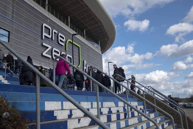 Feature the stadium of Sinsheim Prezero Arena soccer stadium Exterior view soccer 1 Bundesliga 25 matchday TSG 1899 Hoffenheim 1899 1 FC Nuernberg N 2 1 on 10 03 2019 in Sinsheim Germany DFL regulations prohibit any use of photographs as image sequences and or quasi video Â