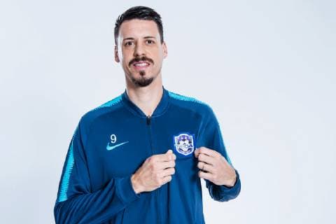 **EXCLUSIVE**Portrait of German soccer player Sandro Wagner of Tianjin TEDA F.C. for the 2019 Chinese Football Association Super League, in Tianjin, China, 20 February 2019. Official portraits of Tianjin TEDA F.C. for the 2019 Chinese Super League  pbu907471_13