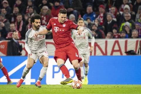 12 03 2019 xkvx Football UEFA Champions League FC Bayern Munich FC Liverpool Press conference and training emspor v l Mohamed Salah FC Liverpool Niklas Suele FCB FC Bayern Munich DFL DFB REGULATIONS PROHIBIT ANY USE OF PHOTOGRAPHS as IMAGE SEQUENCES and or QUASI VIDEO Munich