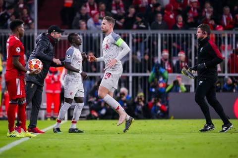 v left Jordan Henderson FC Liverpool injured GER Football UEFA Champions League FC Bayern Munich FC Liverpool 13 03 2019 Munich Copyright: xTomxWellerx xEibner-Pressefotox EP_eer
