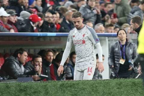 Jordan Henderson 14 Liverpool FC must be injured from place FC Bayern Munich vs. Liverpool FC Champions League Round of 16 13 03 2019 Munich Bayern Germany Copyright: xkolbert-press ChristianxKolbertx