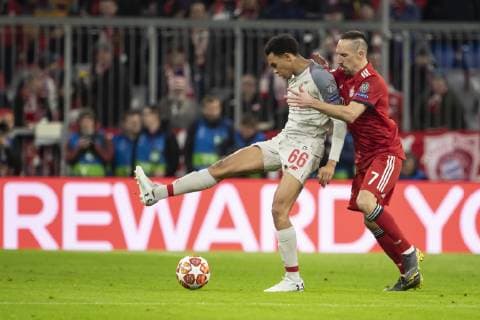 12 03 2019 xkvx Football UEFA Champions League FC Bayern Muenchen FC Liverpool Press conference and training emspor v l Trent Alexander Arnold FC Liverpool Franck Ribery FCB FC Bayern Muenchen DFL DFB REGULATIONS PROHIBIT ANY USE OF PHOTOGRAPHS as IMAGE SEQUENCES and or QUASI VIDEO Munich