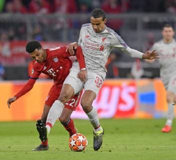 13 03 2019 Football UEFA Champions League 2018 2019 Round of sixteen return FC Bayern Munich FC Liverpool in the Allianz Arena Munich v li Serge Gnabry FC Bayern Munich vs. Joel Matip FC Liverpool DFL and DFB regulations prohibit any use of photographs as image sequences and or quasi video