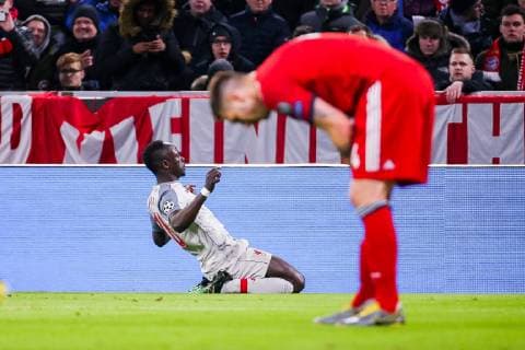 Sadio Mane FC Liverpool celebrates his goal to 0 1 Niklas Suele FC Bayern Muenchen dissatisfied GER Football UEFA Champions League FC Bayern Muenchen FC Liverpool 13 03 2019 Muenchen Copyright: xTomxWellerx xEibner-Pressefotox EP_eer