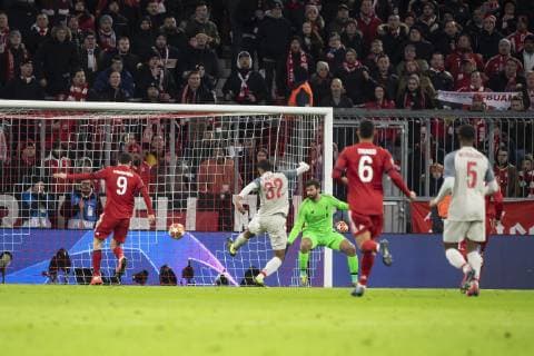 12 03 2019 xkvx Football UEFA Champions League FC Bayern Munich FC Liverpool Press conference and training emspor v l Goal scored goal to 1 1 by Serge Gnabry FCB FC Bayern Munich DFL DFL REGULATIONS PROHIBIT ANY USE OF PHOTOGRAPHS as IMAGE SEQUENCES and or QUASI VIDEO Munich