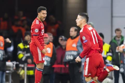 GER UEFA CL FC Bayern Muenchen GER vs. FC Liverpool GBR 13 03 2019 Allianz Arena Muenchen GER UEFA CL FC Bayern Muenchen GER vs. FC Liverpool GBR Round of sixteen UEFA regulations prohibit any use of photographs as image sequences and or quasi video in picture Jubel nach dem Tor zum 1 1 nachlage Serge Gnabry FCB 22 nordphotox xStraubmeier nph00004