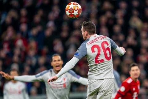 13.03.2019 MONACHIUM, PILKA NOZNA (FOOTBALL), LIGA MISTRZOW SEZON 2018 2019 UEFA CHAMPIONS LEAGUE 1 8 FINAL MECZ FC BAYERN MONACHIUM - LIVERPOOL FC (FC BAYERN MUNICH - LIVERPOOL FC) NZ ANDY ROBERTSON FOTO LUKASZ SKWIOT CYFRASPORT NEWSPIX.PL --- Newspix.pl  20190313CSLS0035