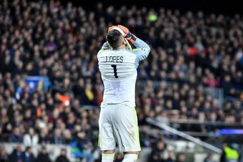 Anthony Lopes of Olympique Lyon in action during the Champions League football match between FC Barcelona vs Olympique Lyon on March 13 2019 at Camp Nou stadium in Barcelona Spain Cordon Press  xTomasxRubiax xFCxBarcelonaxvsxOlympiquexLyonx