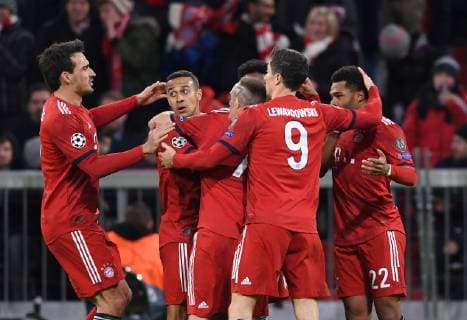 FOOTBALL CHAMPIONS LEAGUE SAISON 2018 2019 ACHTELFINAL RUECKSPIEL FC Bayern Muenchen FC Liverpool 13 03 2019 Mats Hummels Thiago Alcantara Franck Ribery Robert Lewandowski and Serge Gnabry v l all FC Bayern Muenchen cheer after the 1 1 1