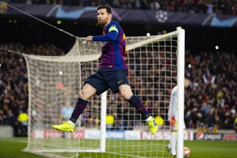 13 03 2019 xslx Football Champions League FC Barcelona Olympique Lyon emspor v l Lionel Messi FC Barcelona Cheers after the goal to 1 0 DFL DFL REGULATIONS PROHIBIT ANY USE OF PHOTOGRAPHS as IMAGE SEQUENCES and or QUASI VIDEO Barcelona