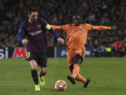 BARCELONA, 13-03-2019. UEFA Champions League 2018 2019, 1 8. Barcelona-Ol. Lyon. Lionel Messi of Barcelona and Mandy of Olympique Lyon during the game Barcelona- Ol. Lyon Barcelona-Ol. Lyon  x2955825x