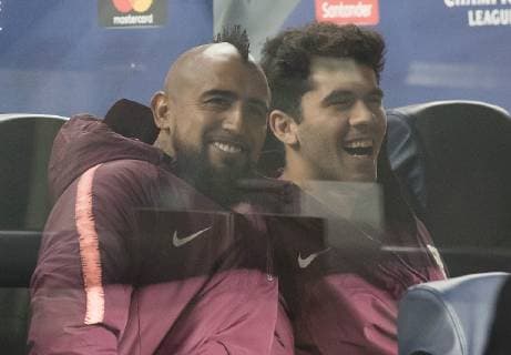Futbol, Fc Barceona vs Olympique de Lyon El jugador del Barcelona Arturo Vidal en el banquillo en el estadio Camp Nou de Barcelona, Espana. 13 03 2019 Ferran Zueras Photosport Barcelona vs Olympique de Lyon Champions League 18 19 