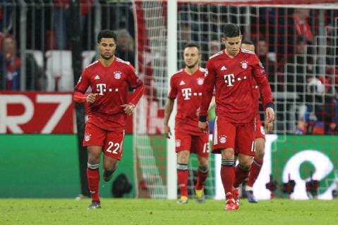 disappointment at Serge Gnabry 22 FC Bayern Munich James Rodriguez 11 FC Bayern Munich FC Bayern Munich vs. Liverpool FC Soccer Champions League Round of 16 13 03 2019 Munich Bayern Germany Copyright: xkolbert-press ChristianxKolbertx