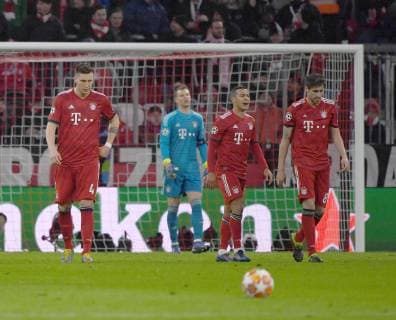 Soccer Men Season 2018 2019 Champions League Round of 16 Return FC Bayern Munich FC Liverpool v l Niklas Süle Bayern Munich Goalkeeper Manuel Neuer Bayern Munich Thiago Bayern Munich Javi Martinez Bayern Munich after conceding goal to 1 2 13 03 2019 Copyright: xMatthiasxKochx