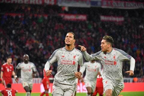 Football Champions League Round of 16 FC Bayern Munich FC Liverpool on 13 03 2019 at the Allianz Arena in Munich Goal celebration to 1 2 by Virgil van Dijk Liverpool DFL DFB regulations prohibit any use of photographs as image sequences and or quasi video xMNx
