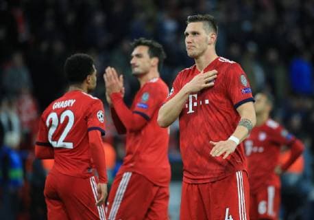 13 03 2019 CL Champions League Round of 16 Return FC Bayern Muenchen vs FC Liverpool Allianz Arena Muenchen Football Sport in picture Serge Gnabry FCB Mats Hummels FCB und Niklas Suele FCB DFL REGULATIONS PROHIBIT ANY USE OF PHOTOGRAPHS AS IMAGE SEQUENCES AND OR QUASI VIDEO