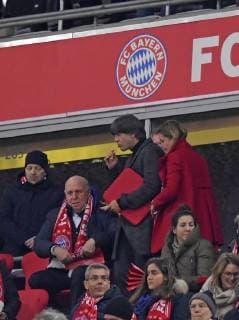 13 03 2019 Football UEFA Champions League 2018 2019 Round of sixteen return FC Bayern Munich FC Liverpool in the Allianz Arena Munich national coach Joachim Löw middle Germany Dieter Hoeness li DFL and DFB regulations prohibit any use of photographs as image sequences and or quasi video
