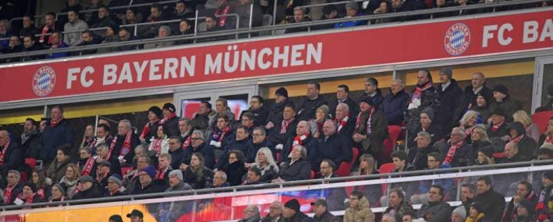 13 03 2019 Football UEFA Champions League 2018 2019 Round of sixteen return FC Bayern Munich FC Liverpool in the Allianz Arena Munich Guest of Honour Grandstand with Dr Martin Winterkorn VW Herbert Hainer Adidas Chairman of the Board Karl Heinz Rummenigge FC Bayern Munich President Uli Hoeness FC Bayern Deputy Chairman Jan Christian Dreesen FC Bayern Munich Günter Netzer DFL and DFB regulations prohibit any use of photographs as image sequences and or quasi video