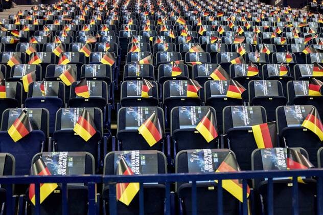 Feature Germany Flags on the seats in the Barclaycard Arena Flags Flags Semifinals Germany GER Norway NOR 25 31 on 25 01 2019 in Hamburg Germany Handball World Championship 2019 from 10 01 27 01 2019 in Germany Denmark