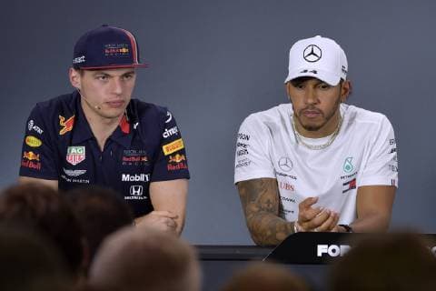 HAMILTON Lewis F1 Team Mercedes AMG with VERSTAPPEN Max Red Bull F1 GP Australia 2019 Press conference on 14 03 2019 in Melbourne
