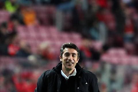 March 14, 2019 - Lisbon, Portugal - Benfica s head coach Bruno Lage smiles during the UEFA Europa League Round of 16 2nd Leg football match SL Benfica vs Dinamo Zagreb at the Luz Stadium in Lisbon, Portugal, on March 13, 2019. SL Benfica v Dinamo Zagreb - UEFA Europa League Round of 16 - Second Leg  - ZUMAn230 20190314_zaa_n230_676 Copyright: xPedroxFiuzax