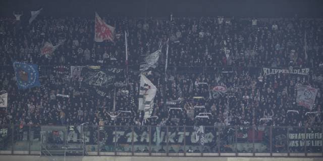 14 03 2019 xkvx Football Europa League 1 8 Final Inter Milan Eintracht Frankfurt emspor v l Eintracht Frankfurt Fans to use pyrotechnics during the game DFL DFB REGULATIONS PROHIBIT ANY USE OF PHOTOGRAPHS as IMAGE SEQUENCES and or QUASI VIDEO Milan